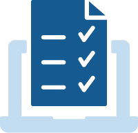 Laptop and checklist icon representing a Medicare questionnaire.